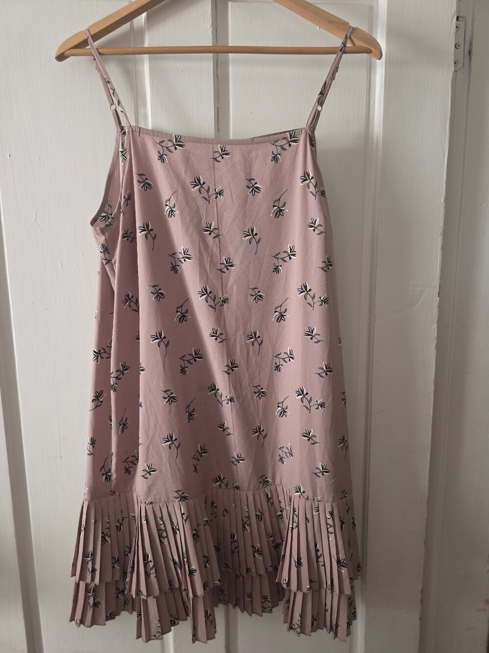 Women Pink Floral Ruffle Hem Sundress 12 River Island , Very Good Condition